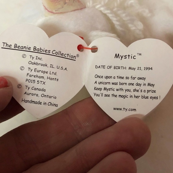 ***SOLD***TY Beanie Babies MYSTIC the Unicorn 4007 Course Mane Iridescent Horn - Picture 5 of 7